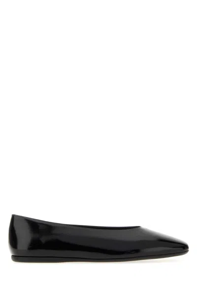 Prada Women's Leather Ballerina Flats In Black