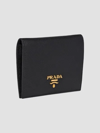 Prada Women's Small Saffiano Leather Wallet In Black
