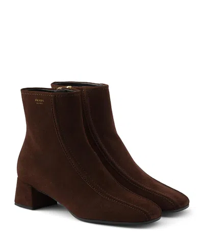 Prada Women's Suede Ankle Boots In Multi