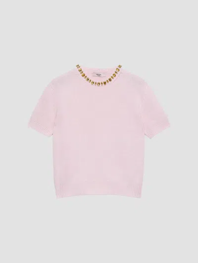 Prada Women's Wool And Cashmere Crew-neck Sweater In Pink