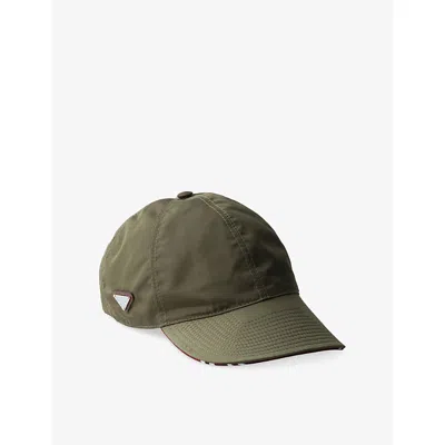 Prada Womens  Triangle-logo Re-nylon Baseball Cap In Green