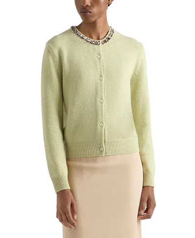 Prada Wool And Cashmere Cardigan In Green