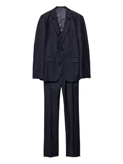 Prada Wool Cashmere Slim Suit In Navy