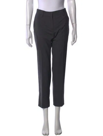 Pre-owned Prada Wool Straight Leg Pants In Grey