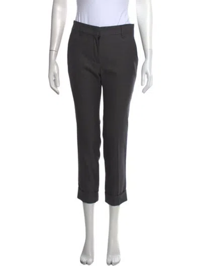 Pre-owned Prada Wool Straight Leg Pants In Grey