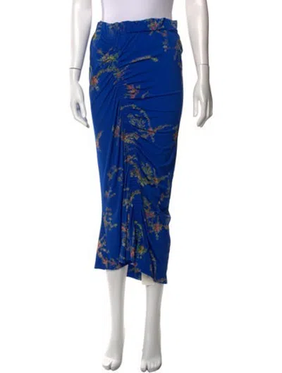 Pre-owned Preen By Thornton Bregazzi Floral Print Midi Length Skirt In Blue