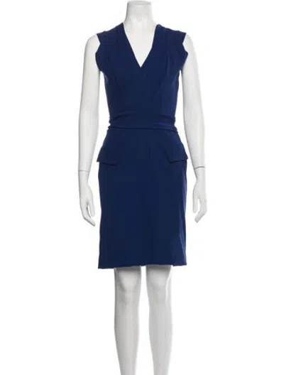 Pre-owned Preen By Thornton Bregazzi V-neck Knee-length Dress In Blue