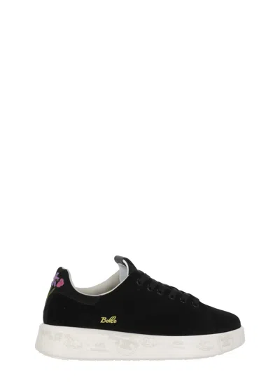 Premiata Black Belle 8631 Floral Embroidery Leather Low-top Sneakers