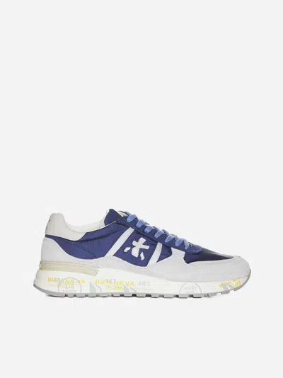 Premiata Landeck Nylon And Suede Sneakers In Blue