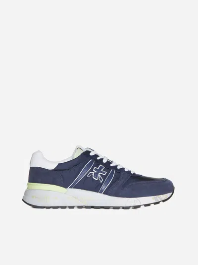 Premiata Lander Nylon And Suede Trainers In Blue