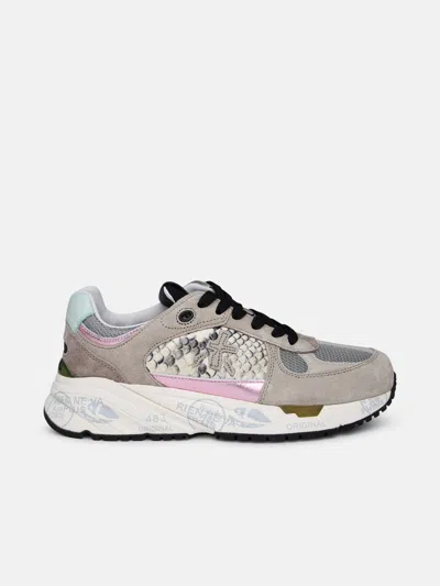 Premiata Multicolor Suede Blend Sneakers In Grey