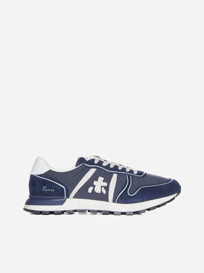 Premiata Ryan Suede And Mesh Trainers In Blue
