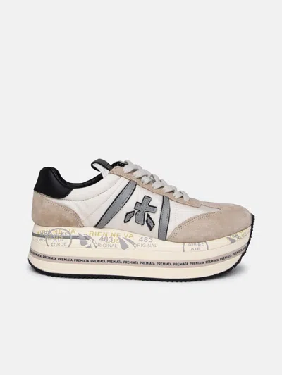 Premiata Two-tone Suede Blend Sneakers In Cream
