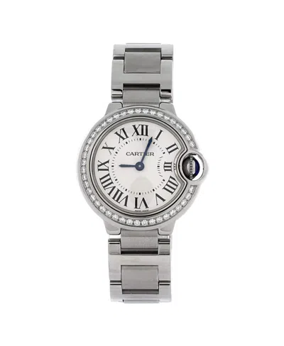 Pre-owned Pre-owned Cartier  Cartier Ballon Bleu De Cartier Quartz Watch In Stainless Steel With Diamond Bezel 28mm In Dial Color: Natural