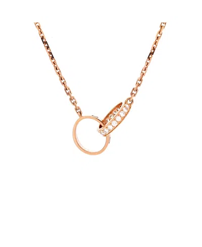 Pre-owned Pre-owned Cartier  Cartier Love Interlocking Necklace 18k Rose Gold With Diamonds, 17.25 In Pink