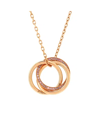 Pre-owned Pre-owned Cartier  Cartier Trinity Pendant Necklace 18k Rose Gold With Pave Pink Sapphires, 17.75