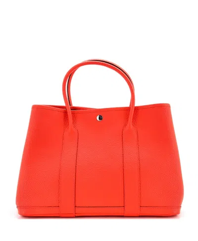 Pre-owned Pre-owned Hermes  Hermes 36 Garden Party Tote Leather With Printed Interior In Orange