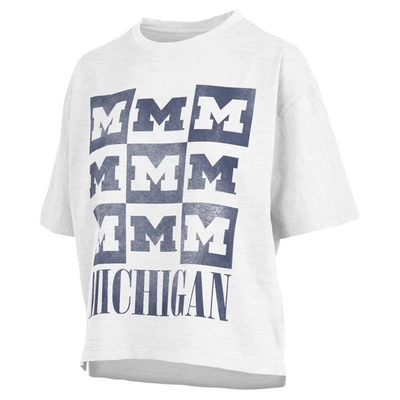 Pressbox White Michigan Wolverines Motley Crew Andy Waist Length Oversized T-shirt