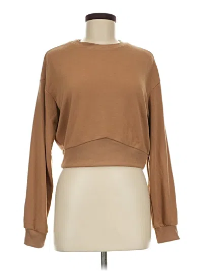 Pre-owned Prettygarden Long Sleeve Top Brown Crew Neck Tops