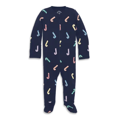 Primary Kids'  Baby Organic Zip Footie In Winter Prints In Blue