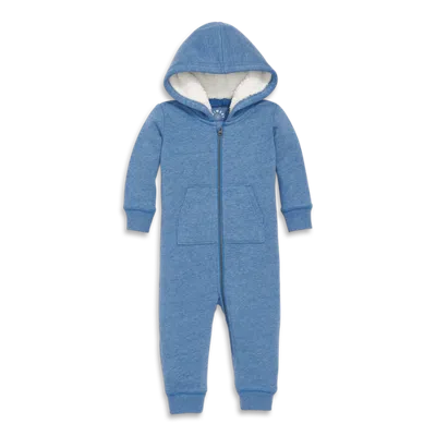 Primary Kids'  Baby Teddy Fleece-lined Zip Romper In Blue