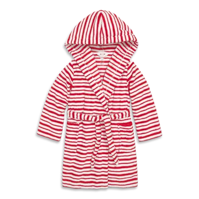 Primary Kids Plush Fleece Robe (toddler, Little Kid, Big Kid) In Cherry Ivory Stripe