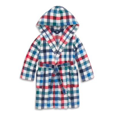 Primary Kids Plush Fleece Robe (toddler, Little Kid, Big Kid) In Ivory Peppermint Plaid