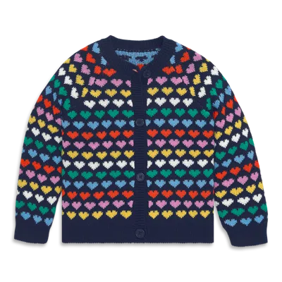 Primary Kids Rainbow Hearts Cardigan (toddler, Little Kid, Big Kid) In Multi
