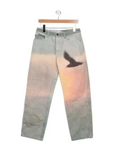 Pre-owned Priscavera Mid-rise Straight Leg Jeans In Blue