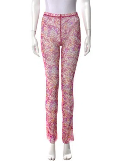 Pre-owned Priscavera Nylon Straight Leg Pants W/ Tags In Pink