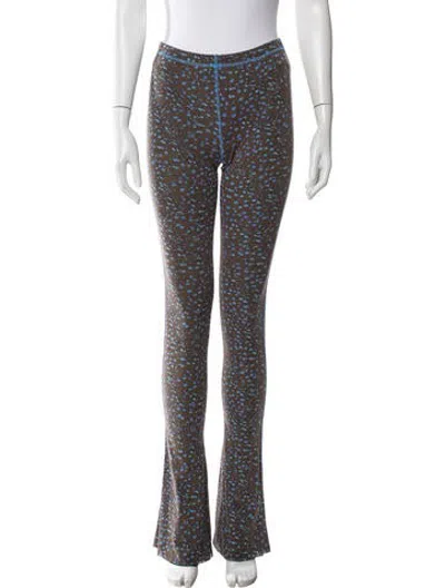 Pre-owned Priscavera Patterned Flared Pants W/ Tags In Blue