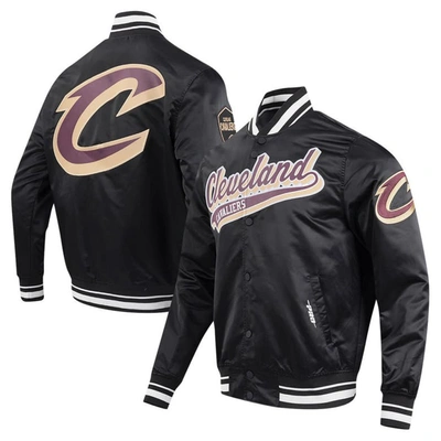 Pro Standard Black Cleveland Cavaliers Script Tail Full-snap Satin Varsity Jacket
