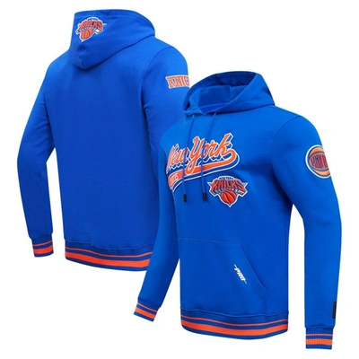 Pro Standard Blue New York Knicks Script Tail Pullover Hoodie