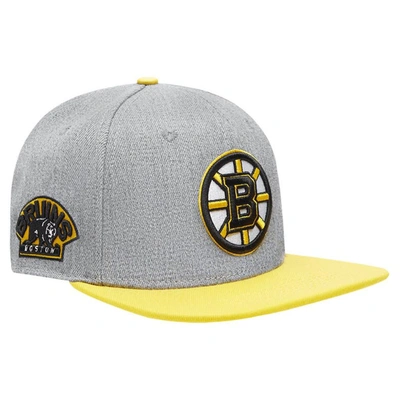 Pro Standard Men's  Gray, Gold Boston Bruins Classic Logo Snapback Hat In Gray,gold