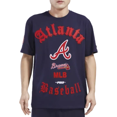Pro Standard Mens Atlanta Braves  Braves Old English Sj Tee In Midnight Navy