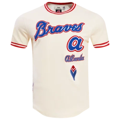 Pro Standard Mens Atlanta Braves  Braves Retro Classic Dk Tee In Eggshell/red