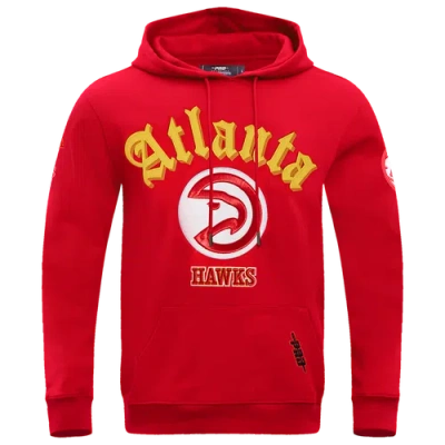 Pro Standard Mens Atlanta Hawks  Hawks Old English Flc Po Hoodie In Red