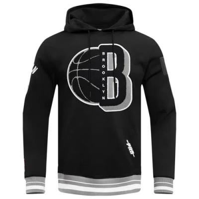 Pro Standard Mens Brooklyn Nets  Nets Mash Up Rib Flc Po Hoodie In Gray/black
