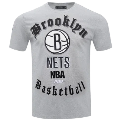 Pro Standard Mens Brooklyn Nets  Nets Old English Sj Tee In Heather Grey