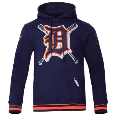 Pro Standard Mens Detroit Tigers  Tigers Mash Up Rib Flc Po Hoodie In Midnight Navy/orange/midnight Navy