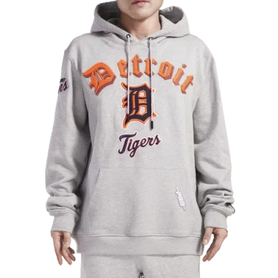 Pro Standard Mens Detroit Tigers  Tigers Old English Flc Po Hoodie In Heather Grey
