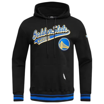 Pro Standard Mens Golden State Warriors  Warriors Script Tail Rib Flc Po Hoodie In Black/black/royal Blue