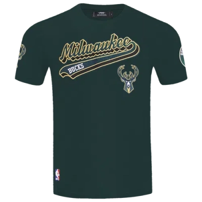 Pro Standard Mens Milwaukee Bucks  Bucks Script Tail Sj Tee In Forest Green