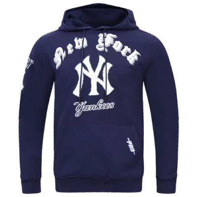 Pro Standard Mens New York Yankees  Yankees Old English Flc Po Hoodie In Midnight Navy