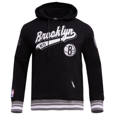 Pro Standard Mens  Nets Script Tail Rib Flc Po Hoodie In Black/gray
