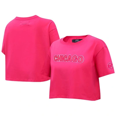 Pro Standard Pink Chicago Cubs Triple Pink Boxy Cropped T-shirt