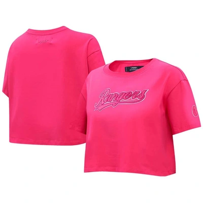 Pro Standard Pink Texas Rangers Triple Pink Boxy Cropped T-shirt