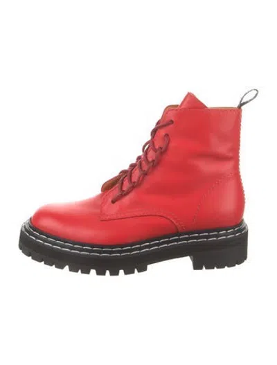 Pre-owned Proenza Schouler Leather Combat Boots In Red
