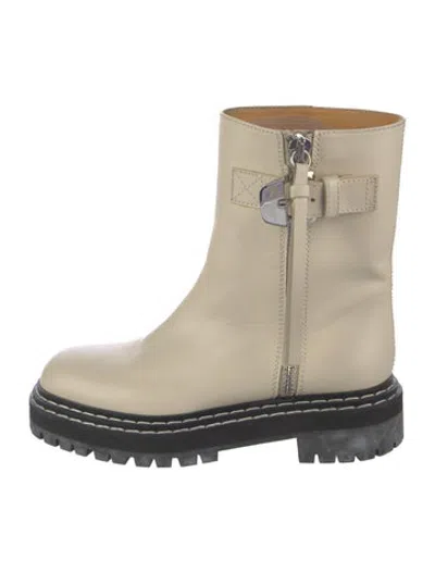Pre-owned Proenza Schouler Leather Moto Boots In Neutrals