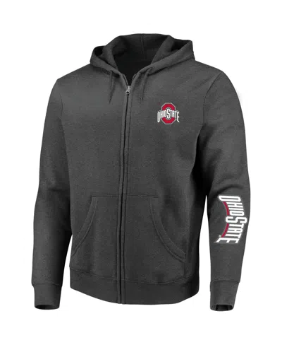 Profile Men's Heather Charcoal Ohio State Buckeyes Big & Tall Full-zip Hoodie In Gray